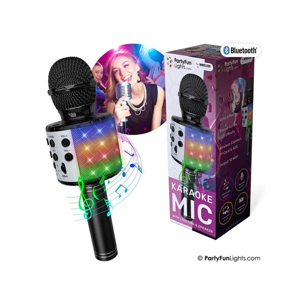 Party Funlight Karaoke mikrofon med højttaler - Sort