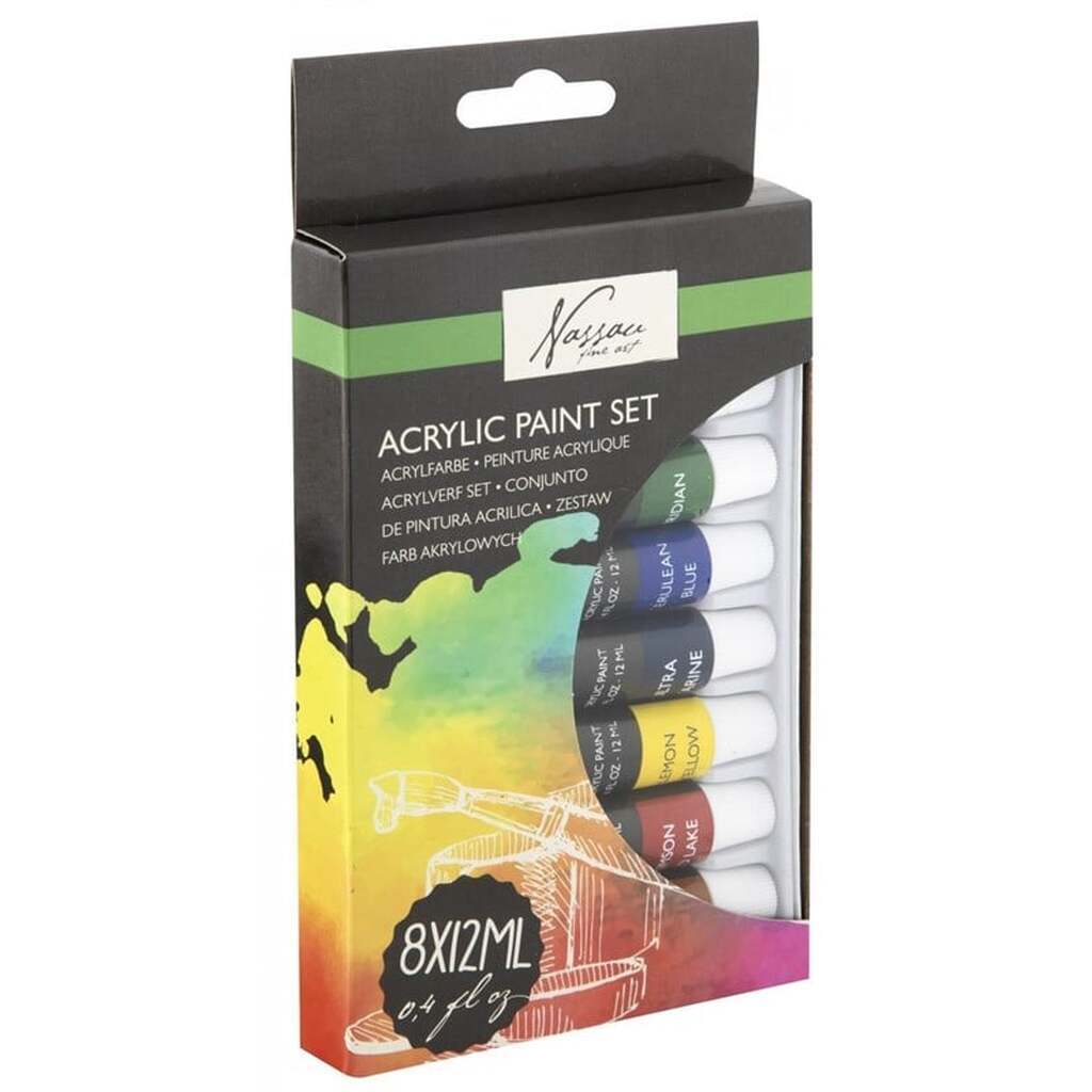 Creative Craft Group Akryl maling 8 tuber 12ml., i gaveæske