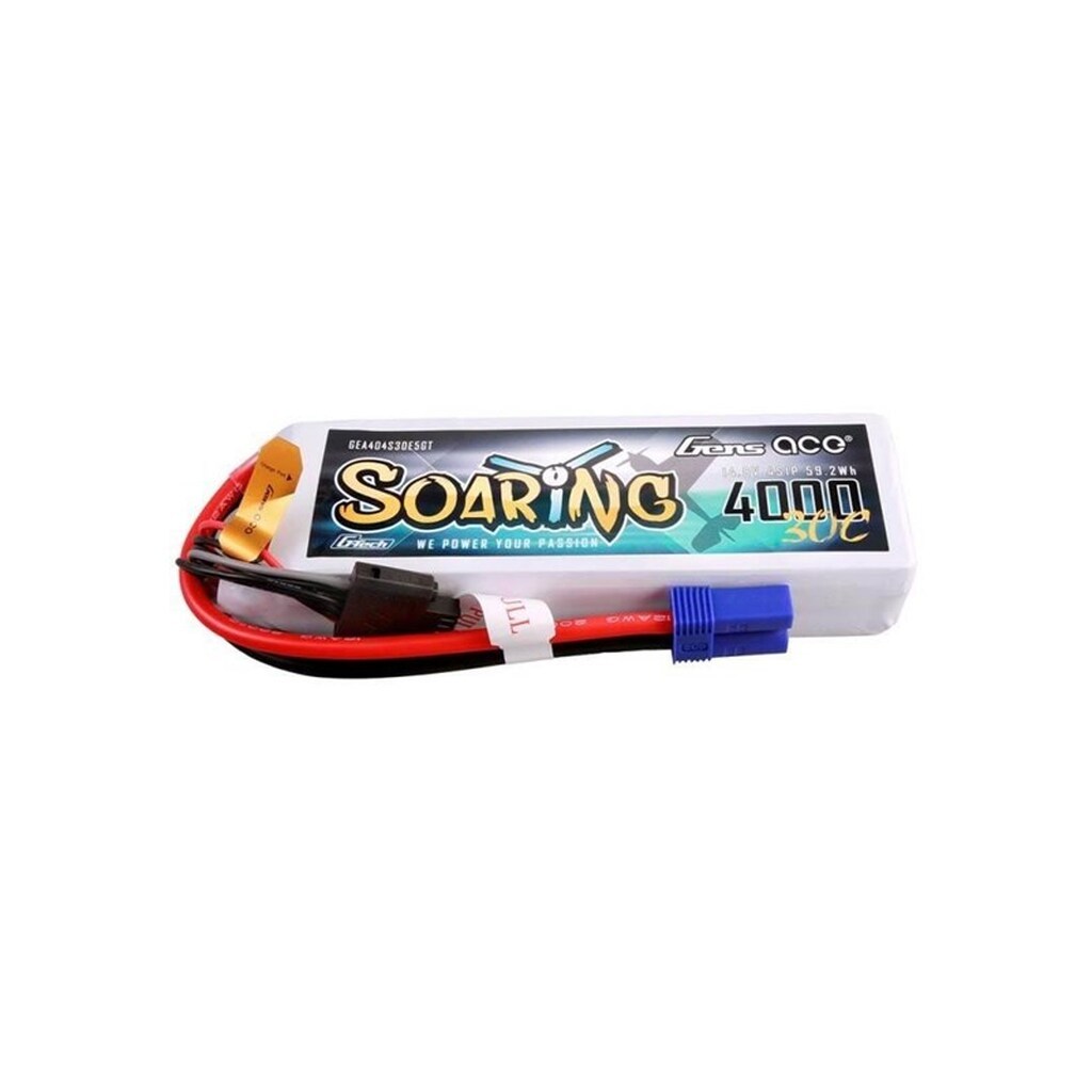 Gens ace &amp;Tattu G-Tech Soaring 4000mAh 14.8V 30C 4S1P Lipo Battery
