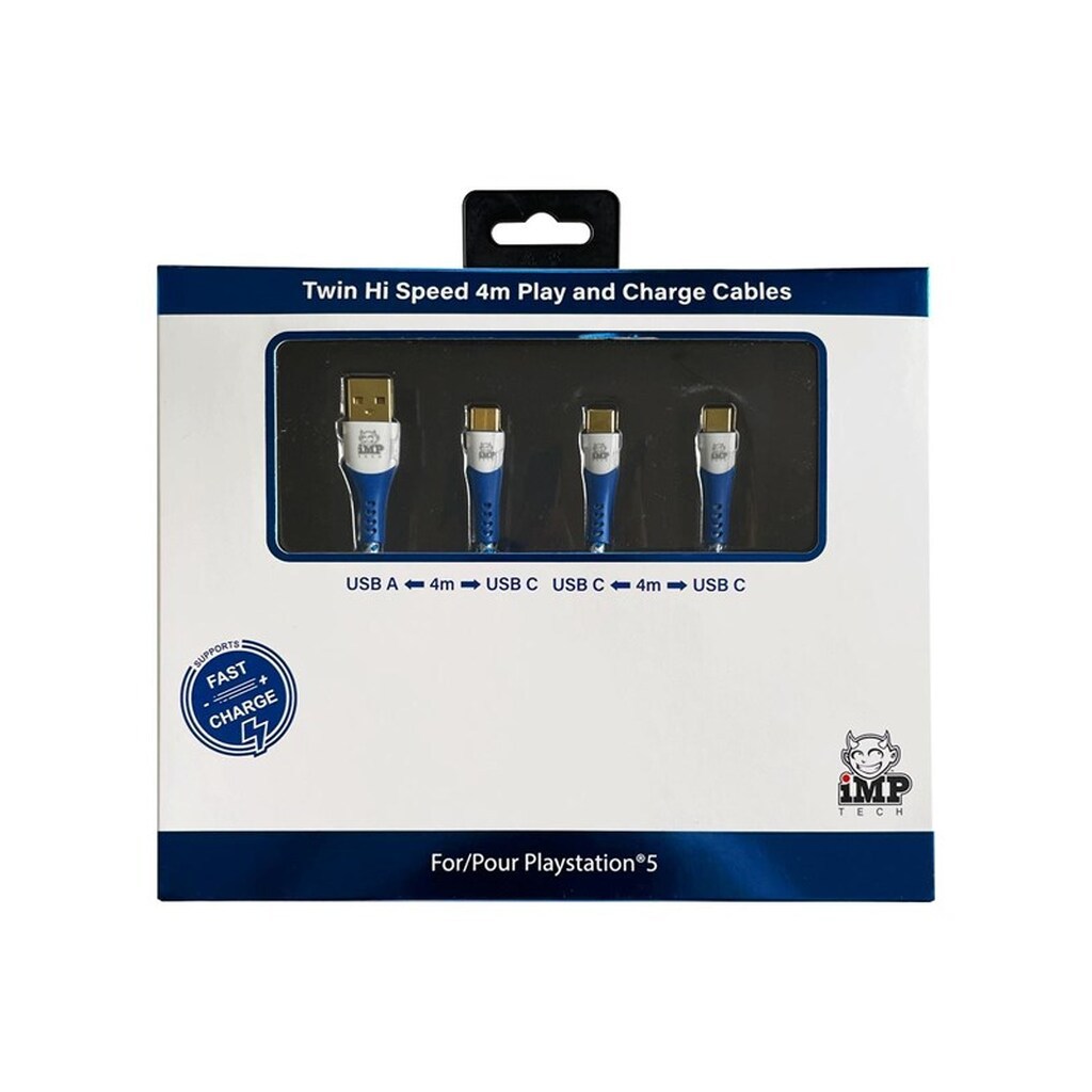 iMP TECH 4M Braided Fast Charge Play and Charge Cable for PS5 - Wired Tilbehør til spillekonsol - Sony PlayStation 5