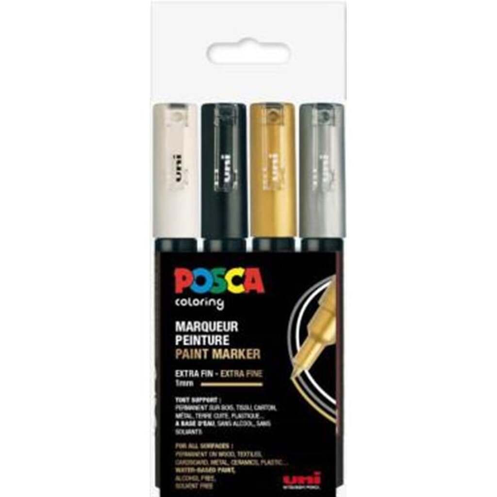 POSCA  marker sæt PC-1M 4 farver, g-s-s-h