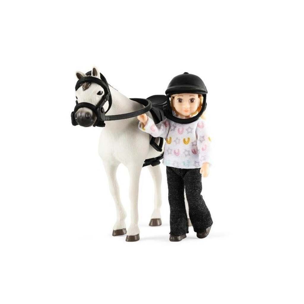 Lundby pigerytter m/hest &amp; hjelm aftageligt tøj