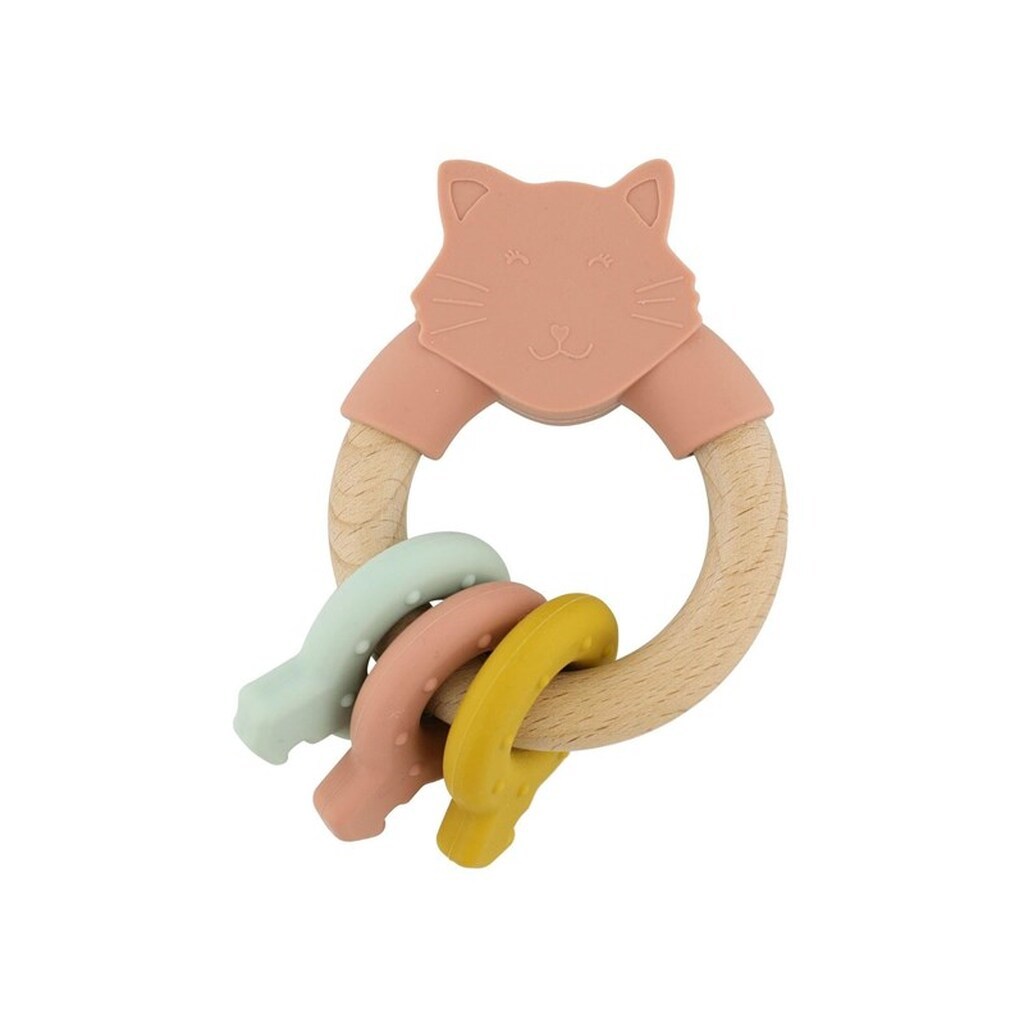Trixie Baby Wooden Silicone Activity Ring - Mrs. Cat