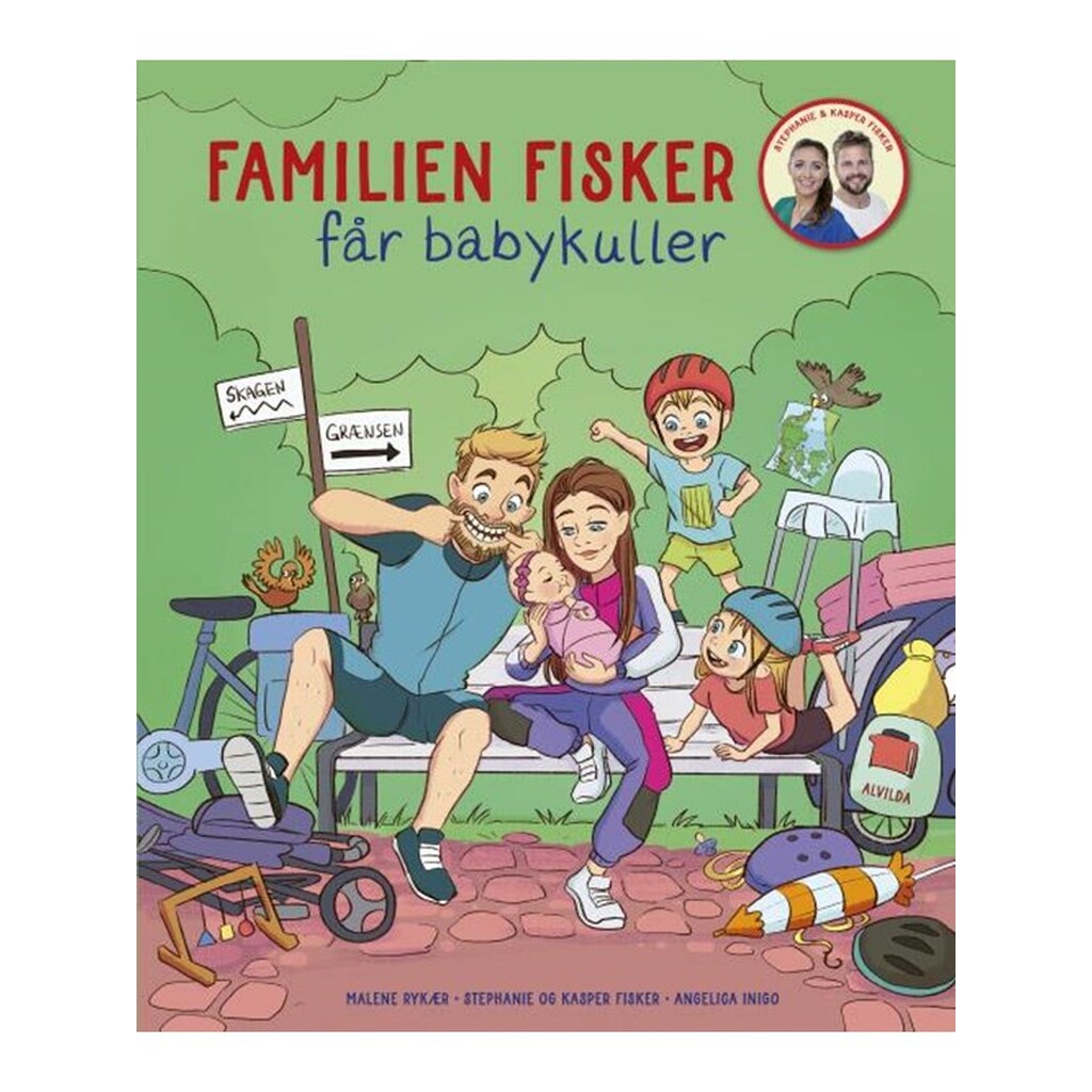 Familien Fisker får babykuller - Børnebog - Hardcover