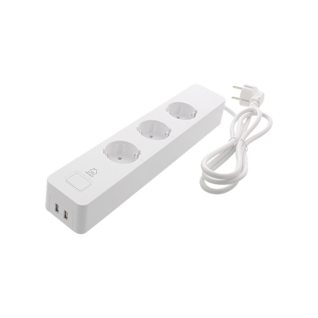 Deltaco Strømudtag, Wi-Fi 2.4GHz, 3xCEE 7/3, 2xUSB-A, 13A, 220-240V, 1,5m, hvid
