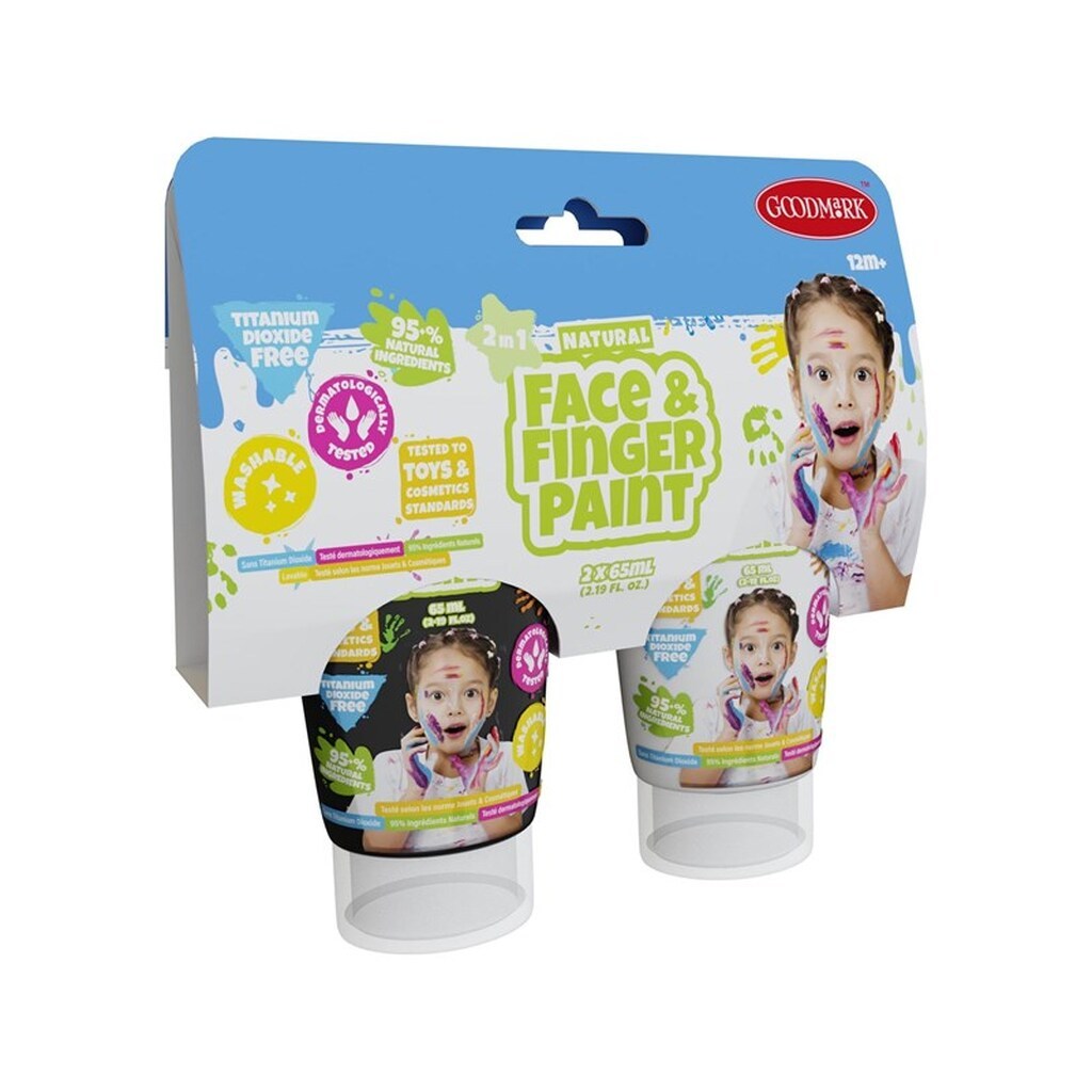 Boti Natural Face &amp; Fingerpaint Tube - Black and White 2x65ml