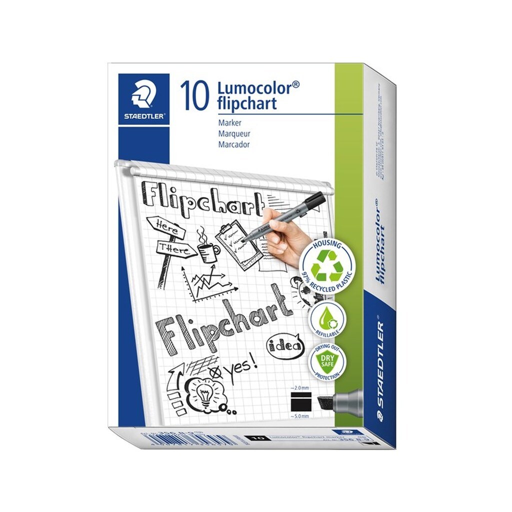 Staedtler LUMOCOLOR FLIP C-MARKER 2-5mm,10 STK SORT