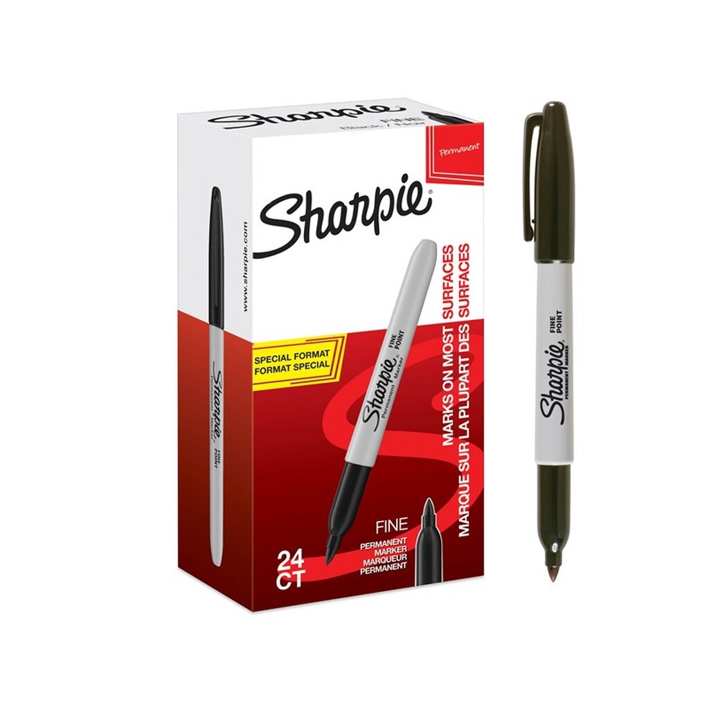 Sharpie Permanent Markers | Fin spids | Sort | 24 styk