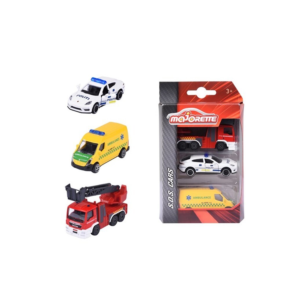 Majorette 3-Pack Danske Udrykningskøretøjer