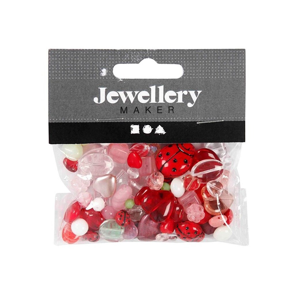 Creativ Company Glass Beads Various Ladybug Heart Leaves 60 grams