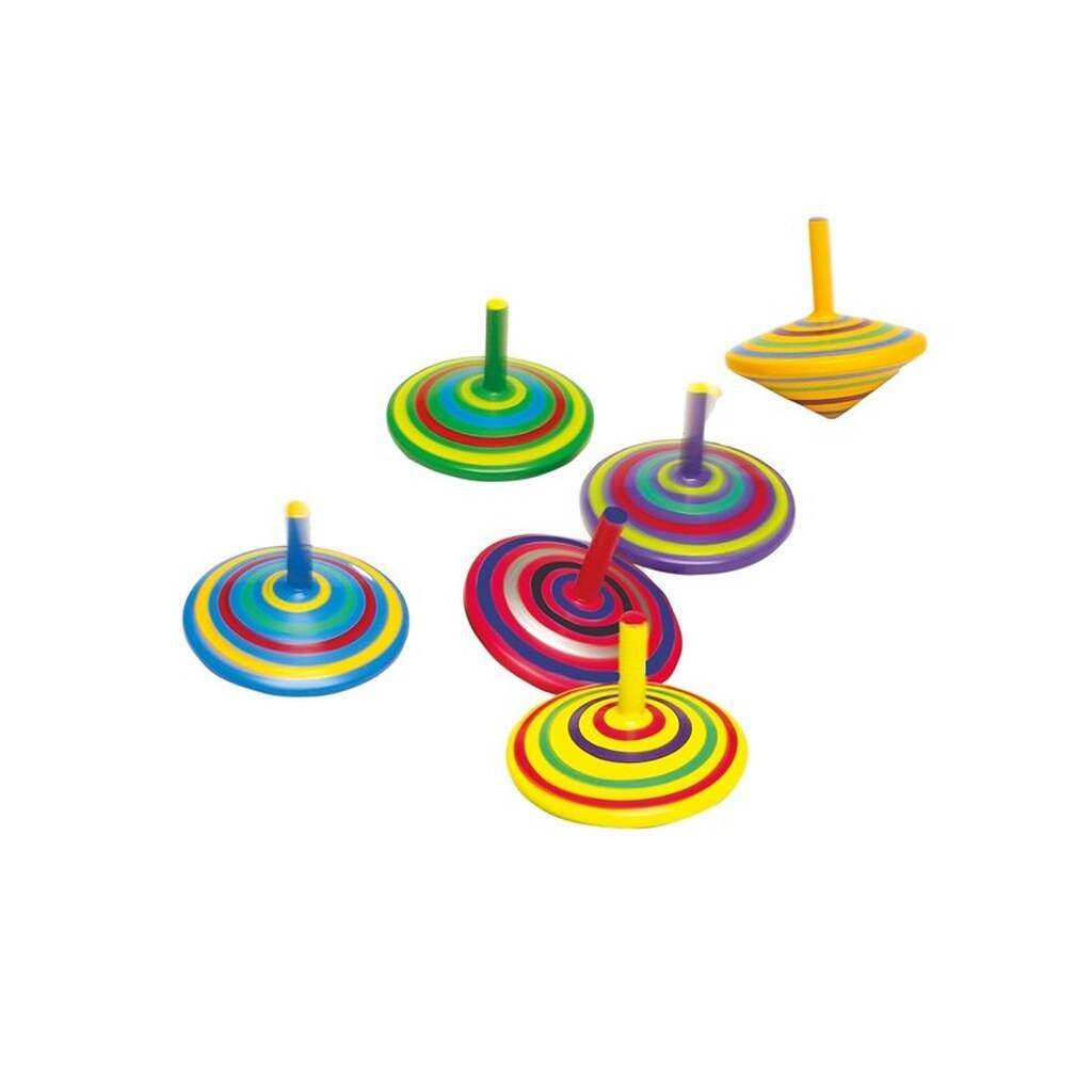 Small Foot - Wooden Spinning Top with Stripes 6pc