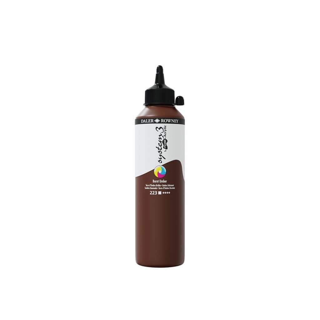 Daler-Rowney System3 Fluid Acrylic 500 ml Burnt Umber