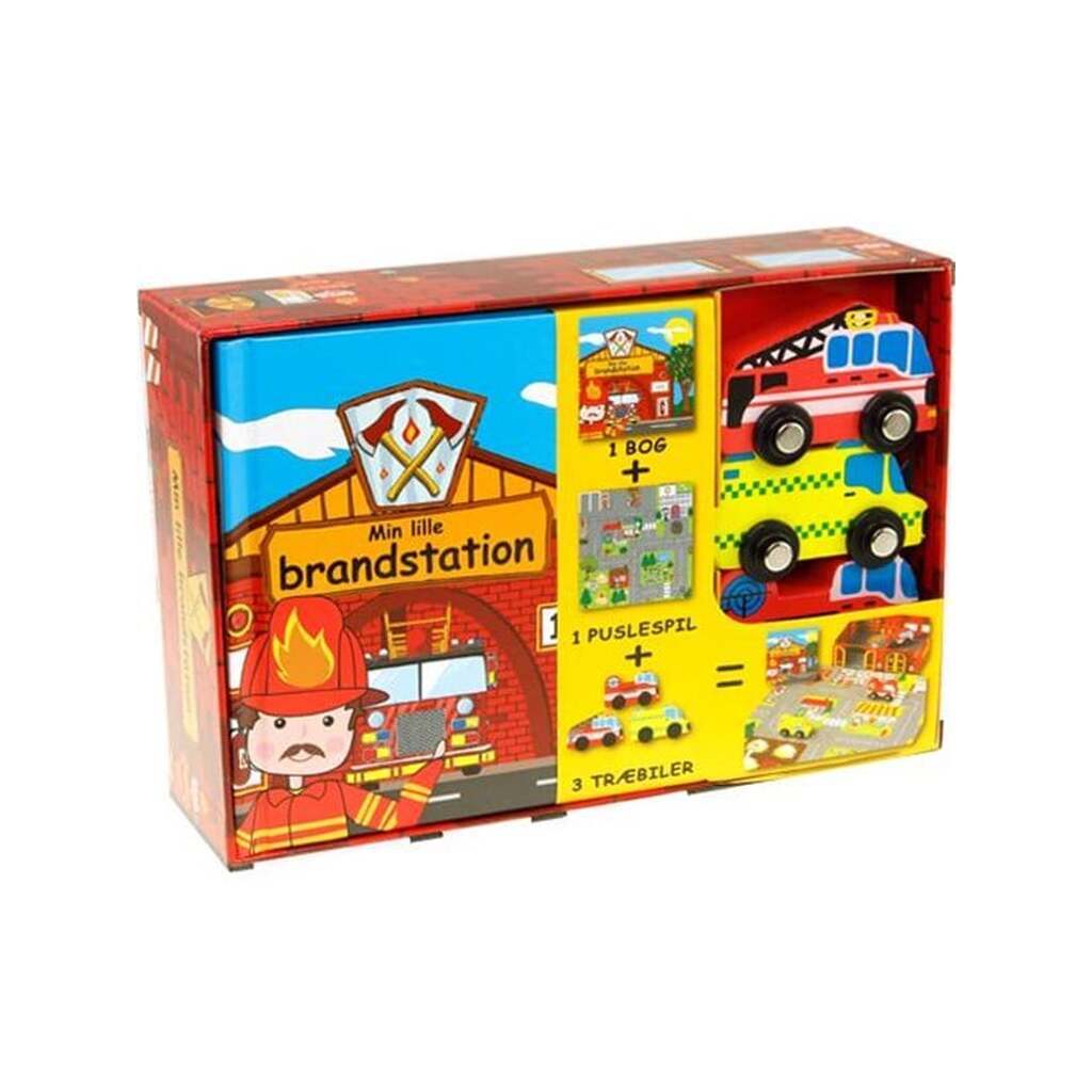 Min lille brandstation - Aktivitetsæske - Børnebog - Hardcover