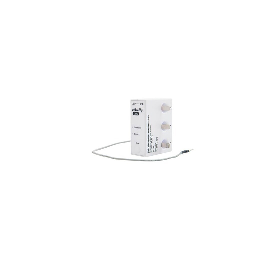 Shelly 3EM-63T Gen3 (flat terminal model) - WiFi 3-faset energimåler, 63A