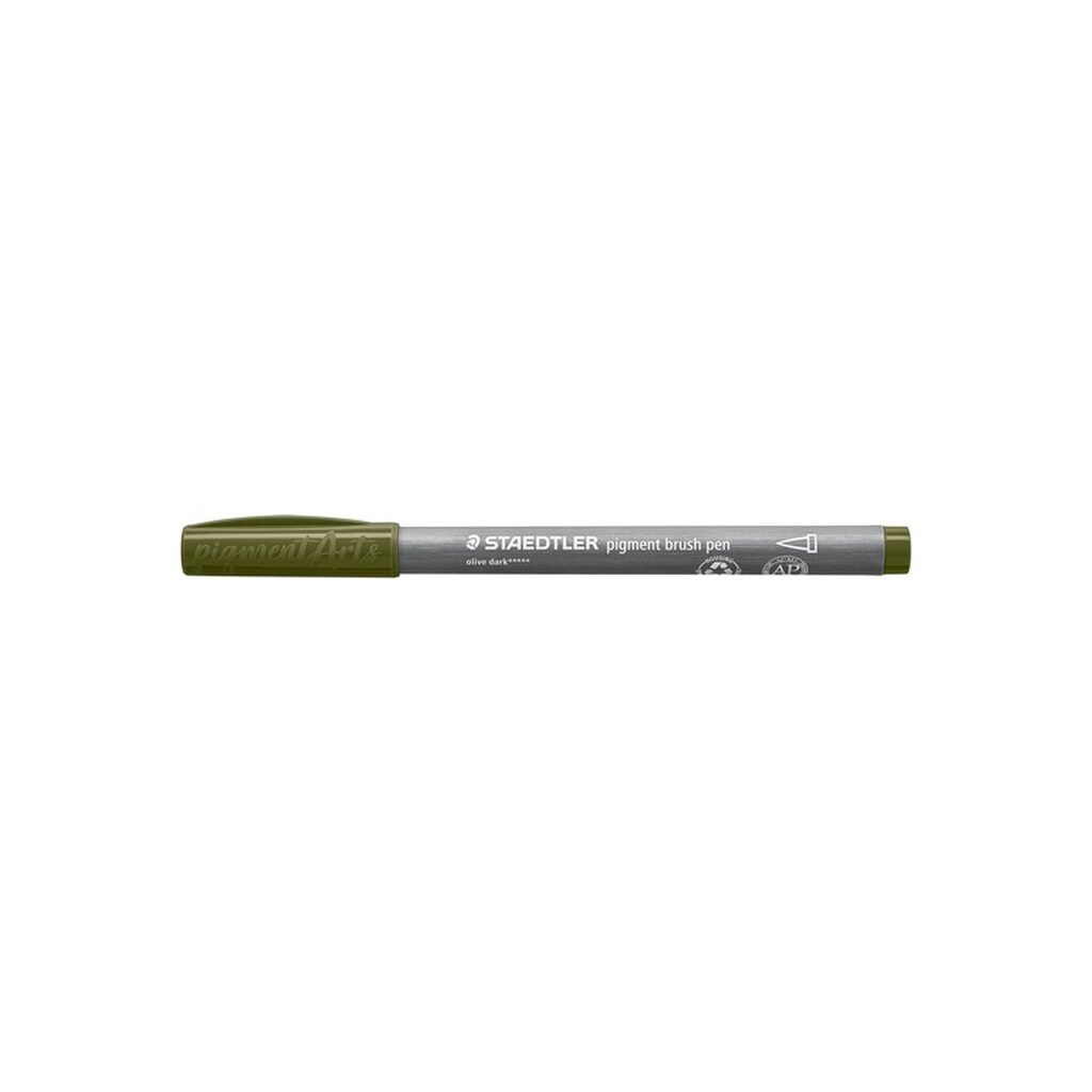 Staedtler BRUSH PIGMENT PEN, ÆSKE 10 STK, MØRK OLIVEN GRØN