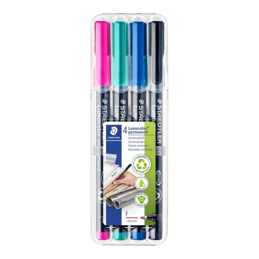 Staedtler Lumocolor Perm F 1,0mm 4 ass/boks