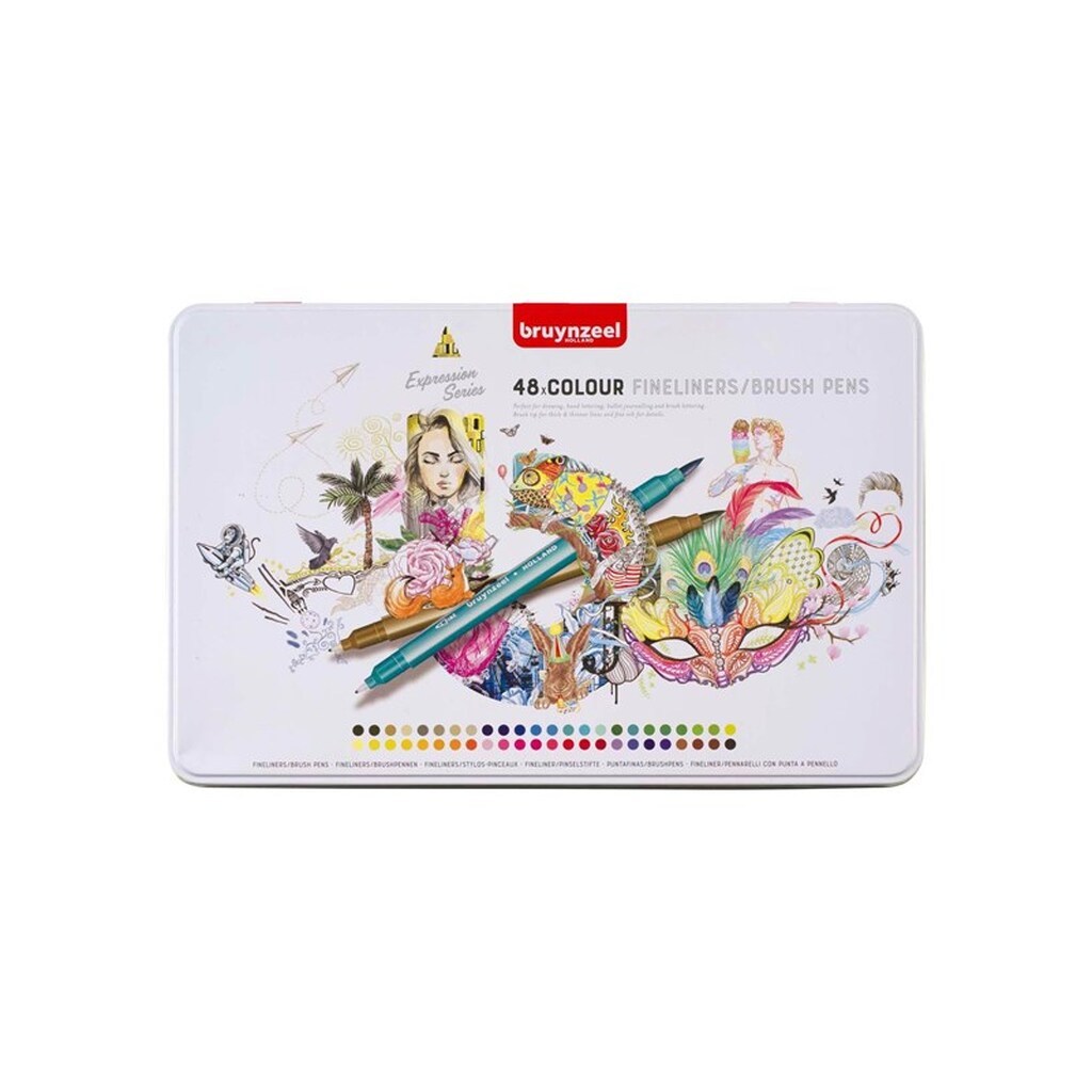 Bruynzeel Creatives Fineliner Brushpen Set 48 Colors