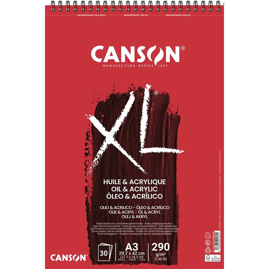Canson XL Huile &amp; Acrylique A3 290G Spiral 30 SH