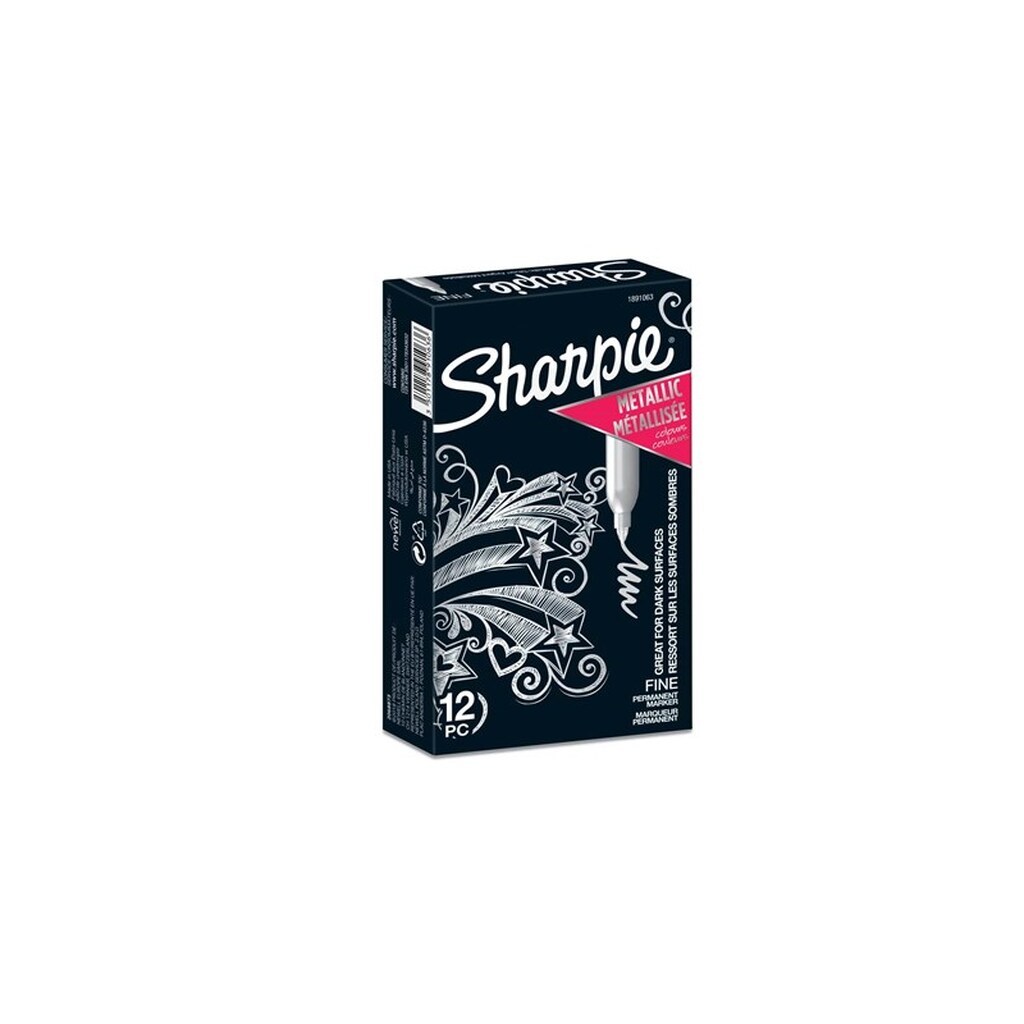 Sharpie Metallic Permanent Markers | Fine Point | Silver | 12 Count