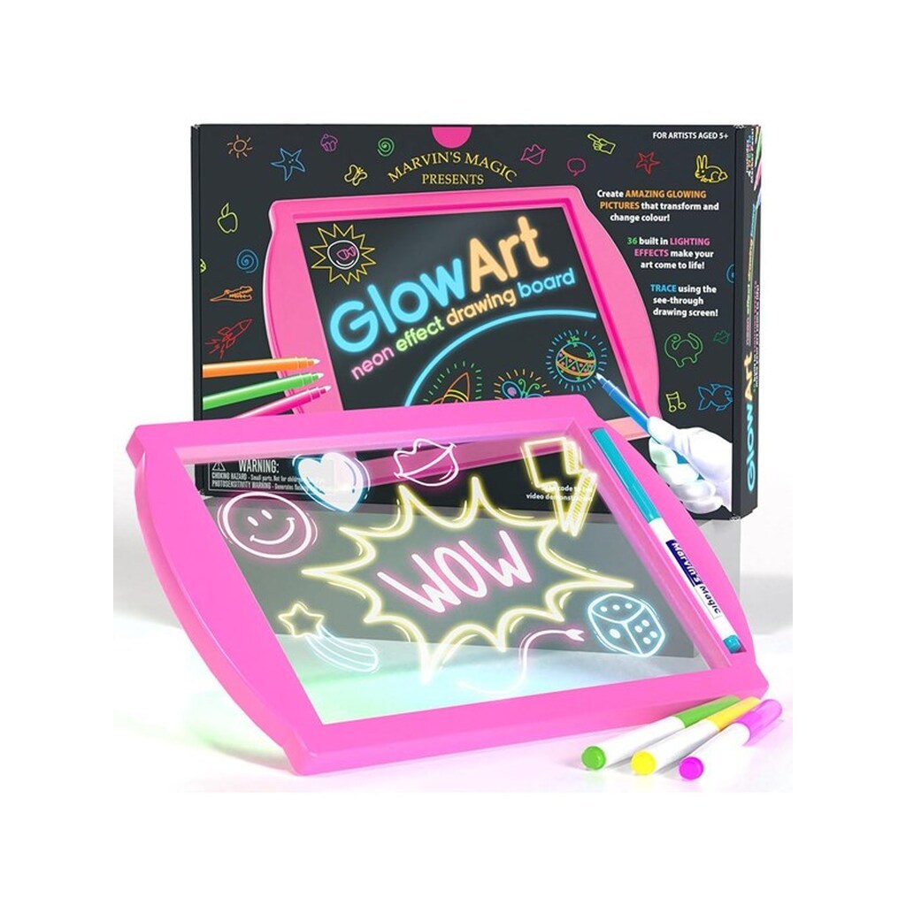 Marvins Magic Glow Art - Neon Effect Drawing Board - Pink
