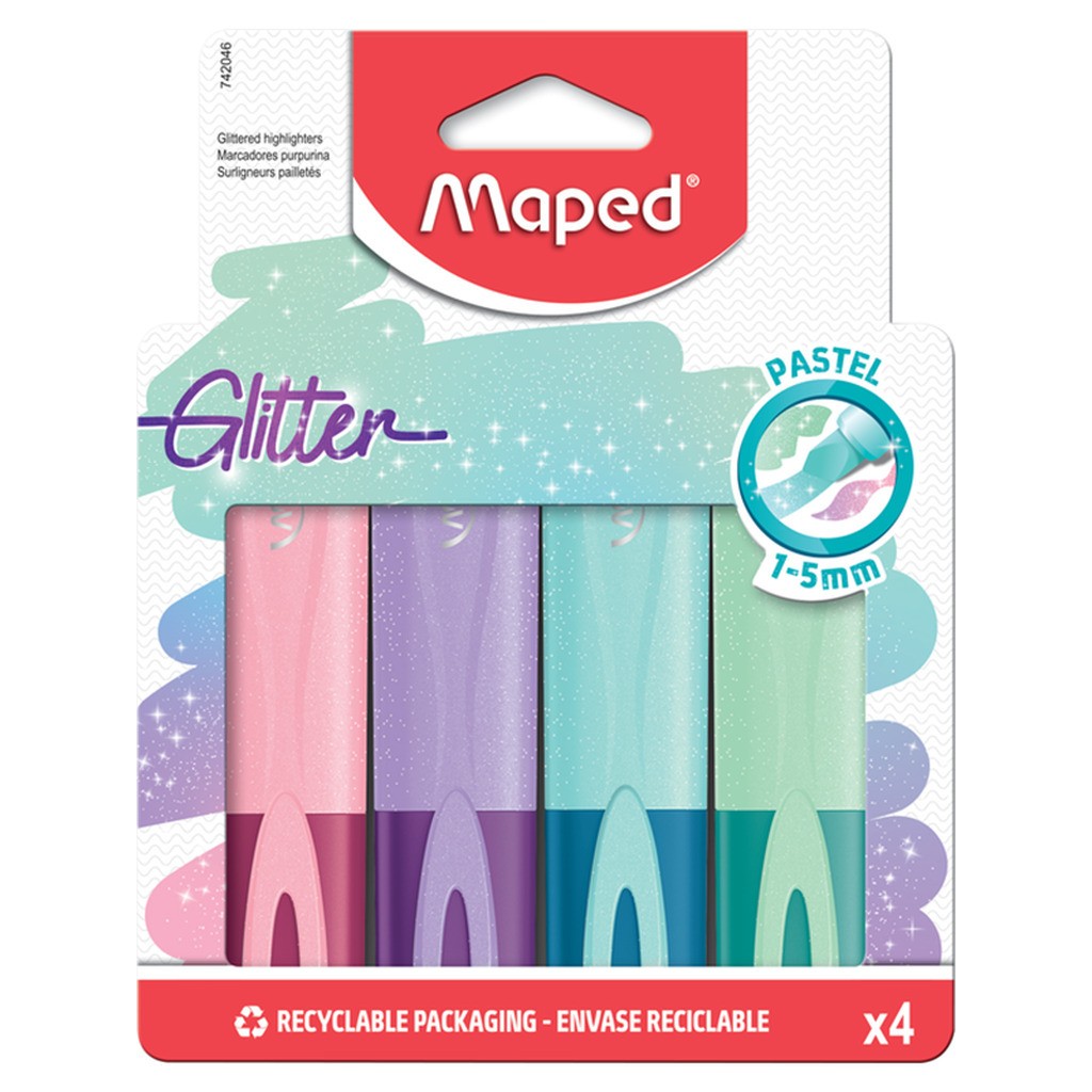 Maped Fluo&apos;Peps Classic Glitter highlightere x4