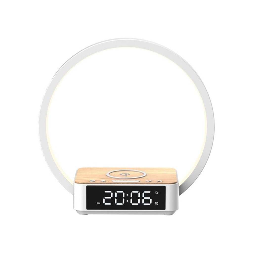 Lippa Sengelampe med trådløs opladning og vækkeur - Hvid