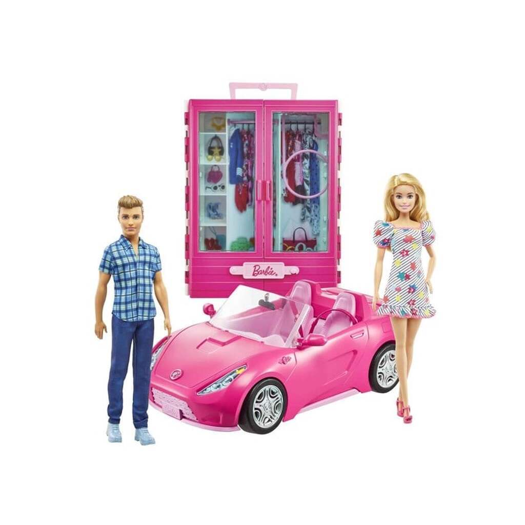Barbie &amp; Ken Bil og Garderobe