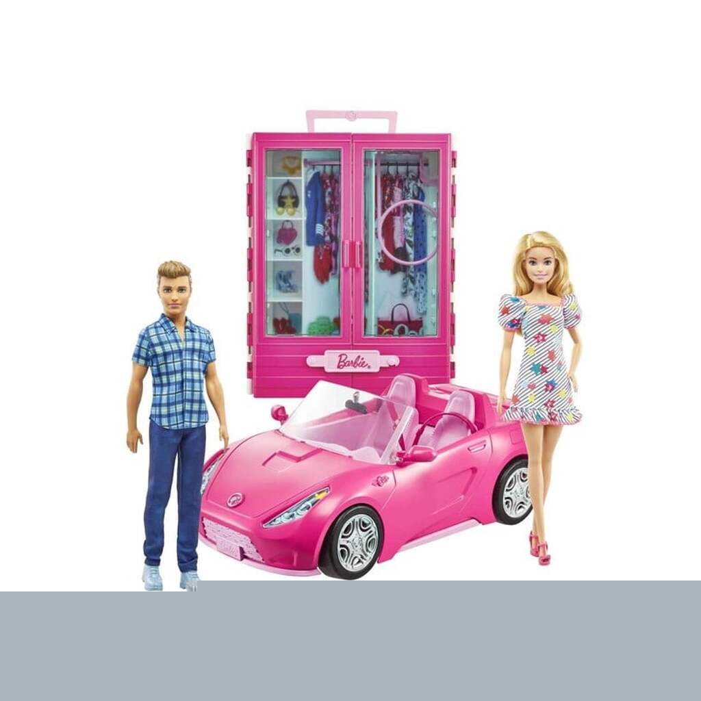 Barbie &amp; Ken bil- og klædeskabsgavesæt Inc