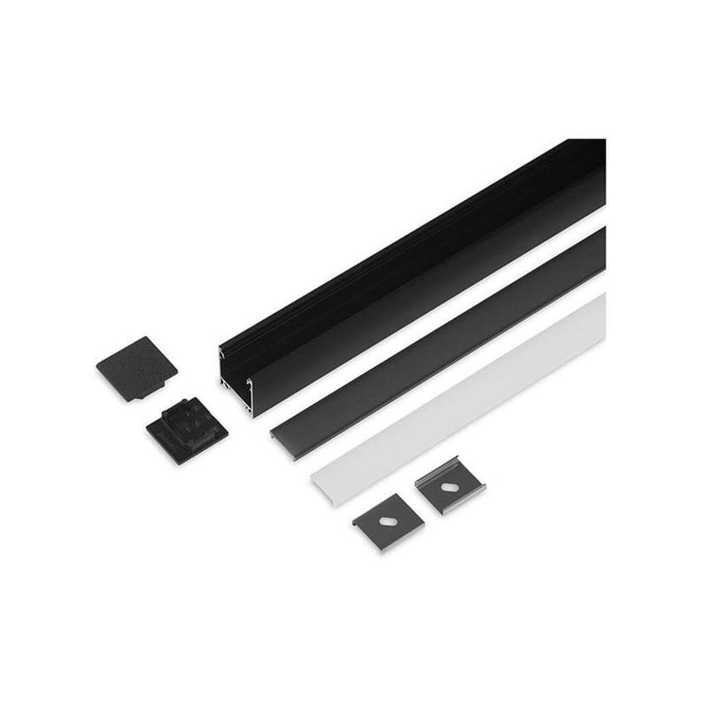 Light Solutions Aluminiumsprofil - Model L - 20mm LED strip - Sort