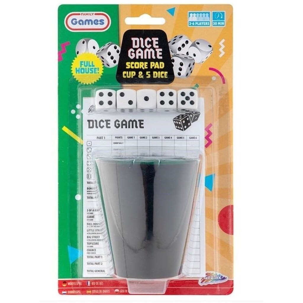 Creative Craft Group Yatzy sæt, bæger, blok og terninger