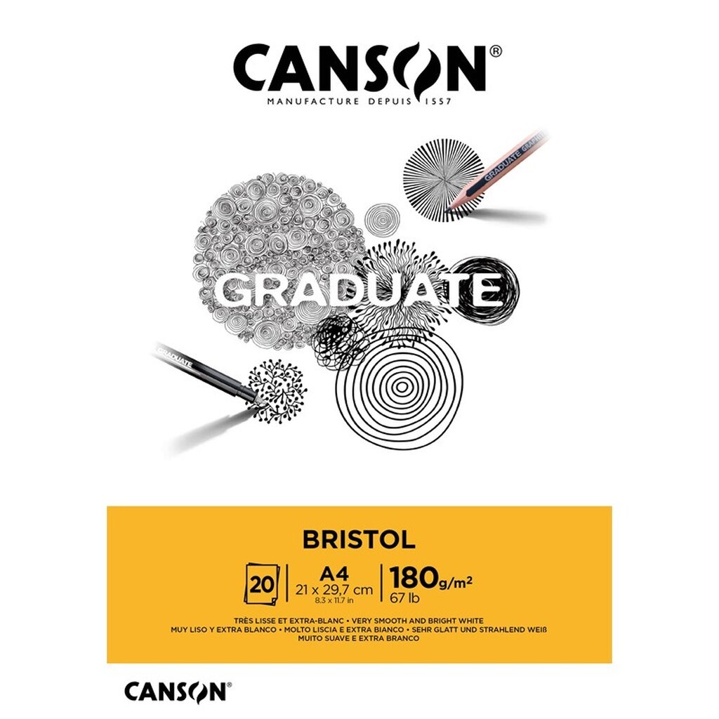 Canson Graduate Bristol A4 180G Pad 20 SH
