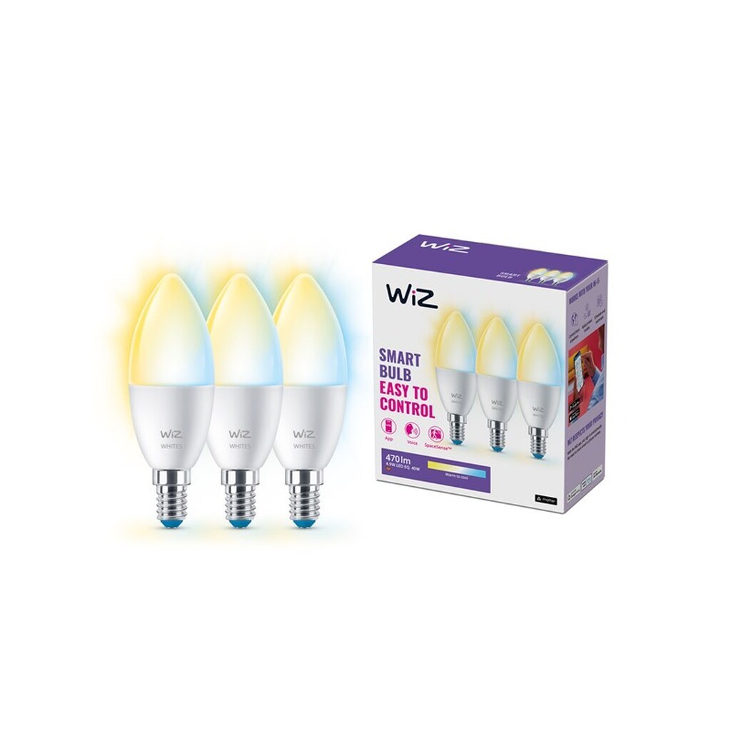 WiZ Tunable C37 E14 Smart Kertepære 3-pak - Dæmpbart varmt til koldt hvidt LED-lys