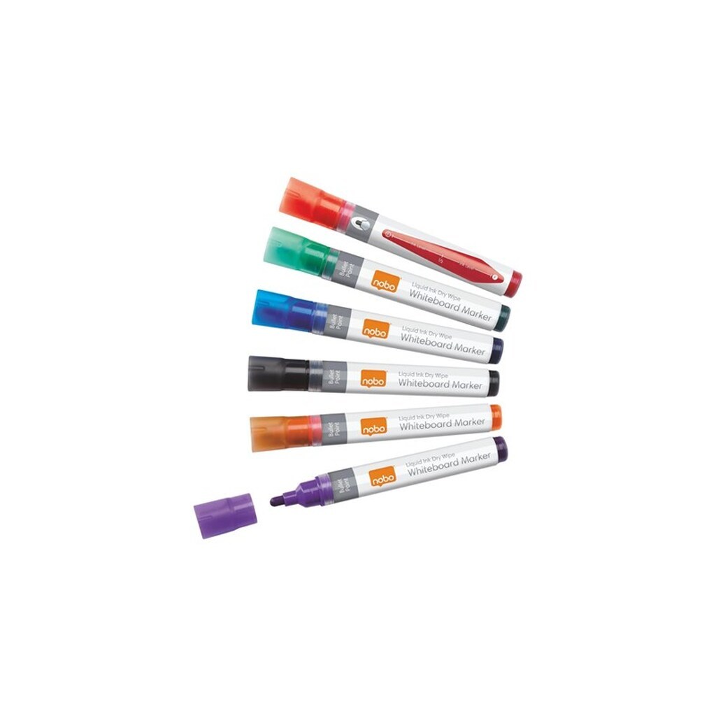 Nobo Liquid Ink - marker - black red blue green orange purple (pack of 6)