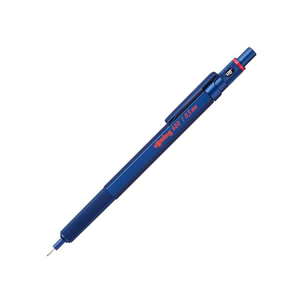 Rotring rOtring 600 mekanisk blyant | 0,5 mm | Blå blyant til kropsfremdrift i metal | Skridsikkert knurled greb &amp; sekskantet tønde