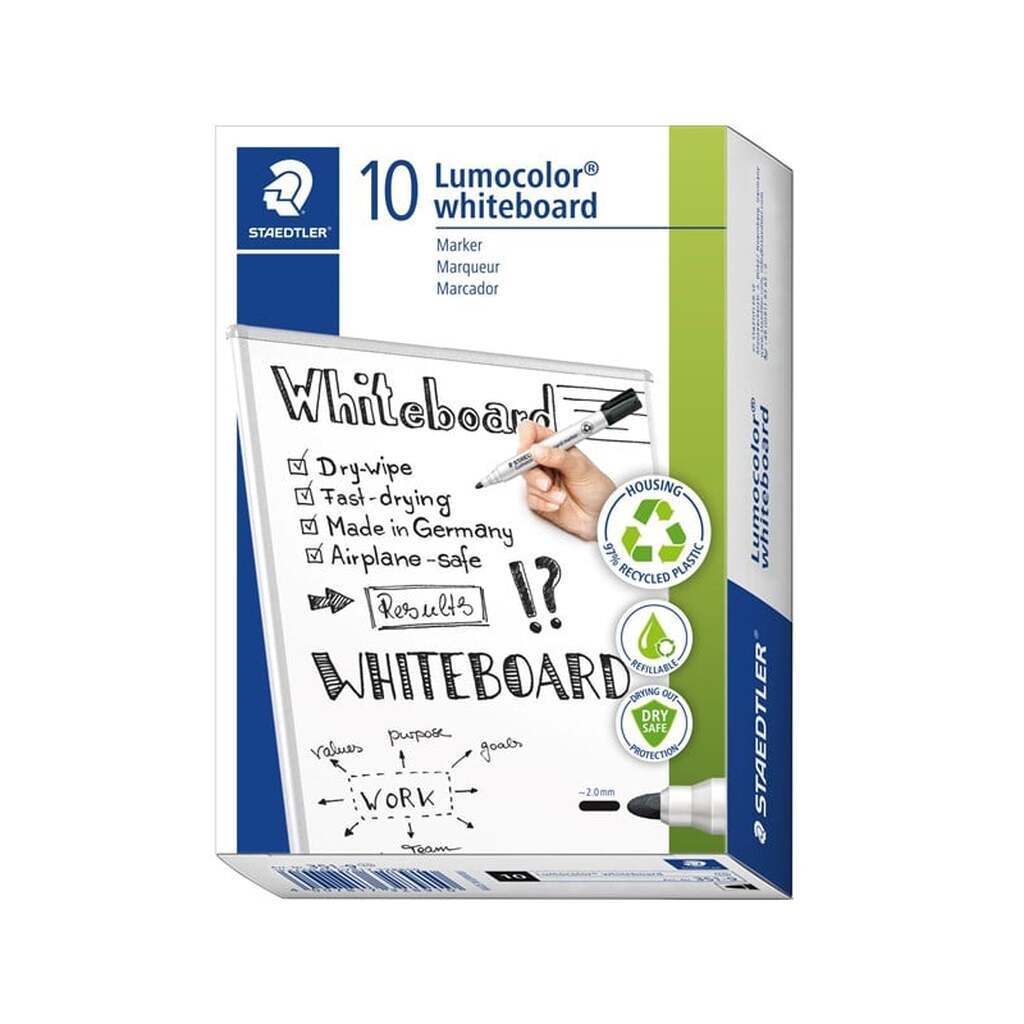 Staedtler LUMOCOLOR WB-MARKER, 10 STK, 2mm SORT