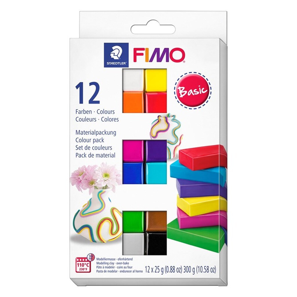 Staedtler FIMO soft sæt. 12 x ½ blok, Basic