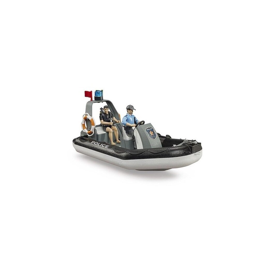 Bruder Emergency bworld Police boat with rotating beacon light 2 figures and accessories