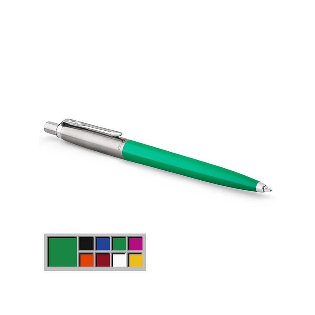 Parker Jotter Originals-kuglepen, grøn lakering, medium spids, blå blæk, boblepakke
