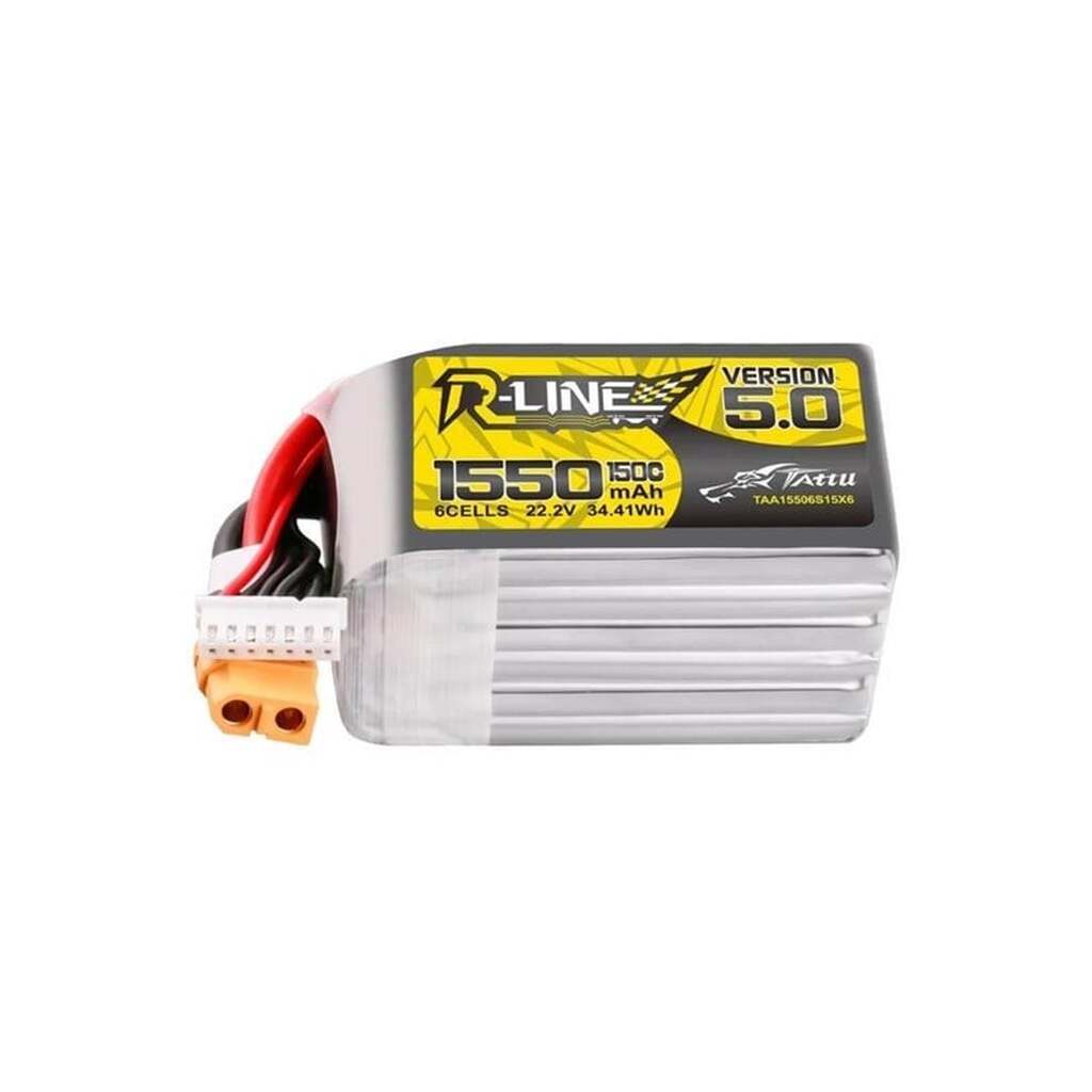 Gens ace &amp;Tattu Lipo R-Line Version 5.0 1550mAh 22.2V 150C 6S battery with XT60 connector