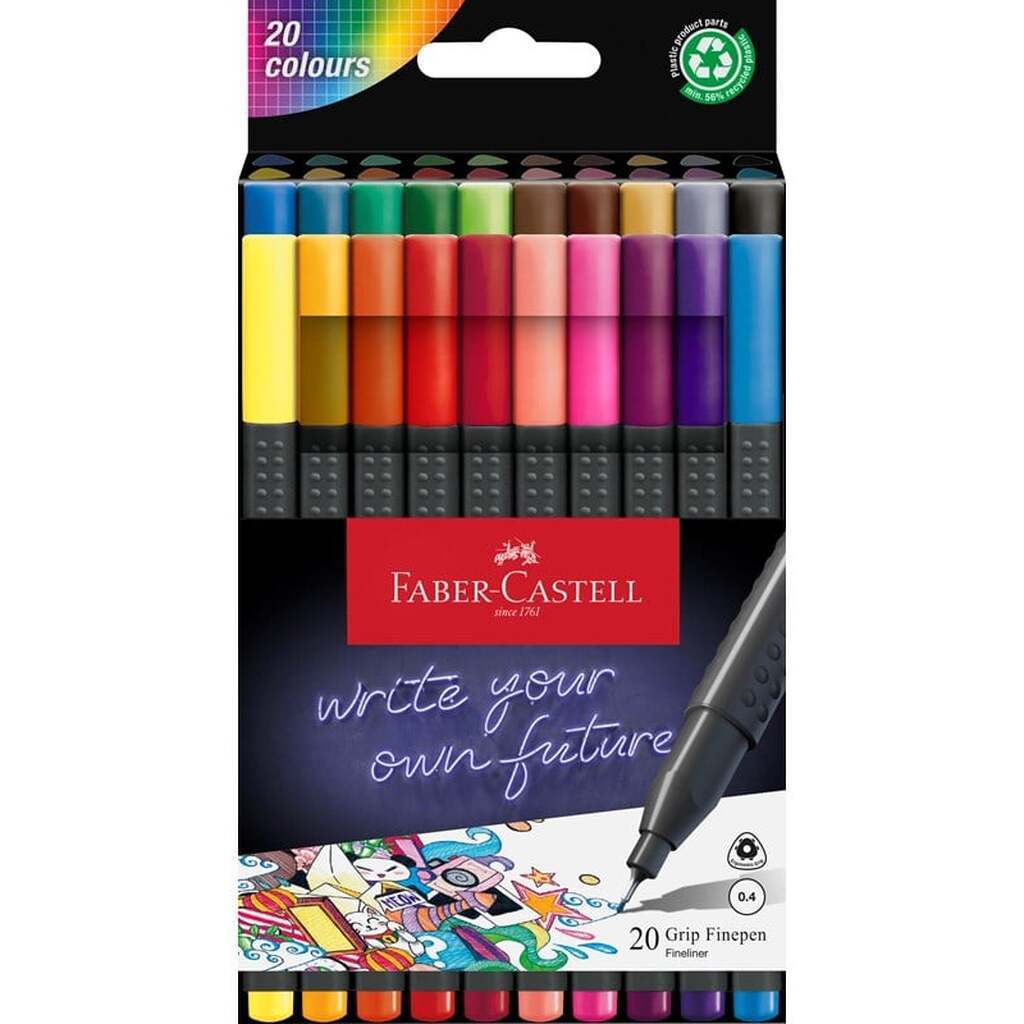 Faber-Castell Grip finepen 0,4 etui, 20 stk.