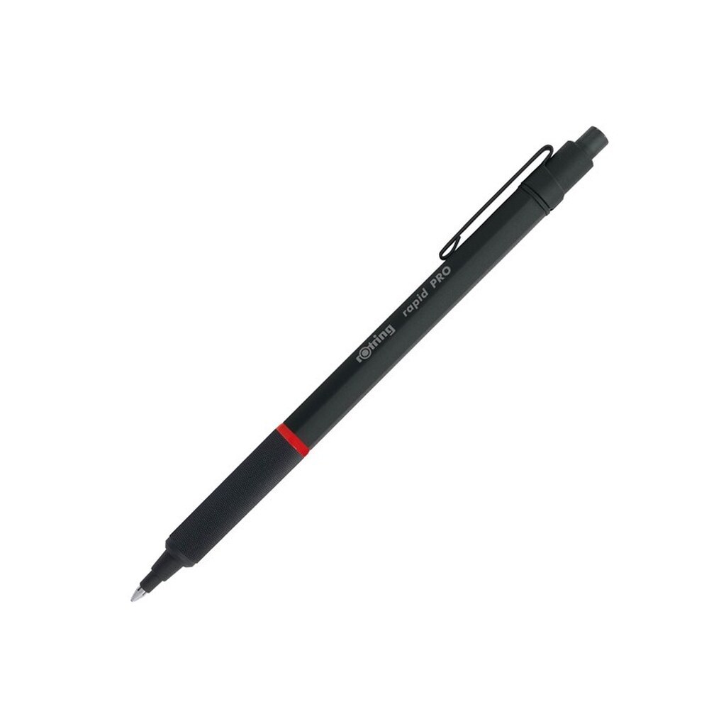 Rotring rOtring Rapid Pro Udtrækkelig kuglepen Teknisk tegnepen | Mellempunkt | Blåt blæk | Sort fuldmetalskrop