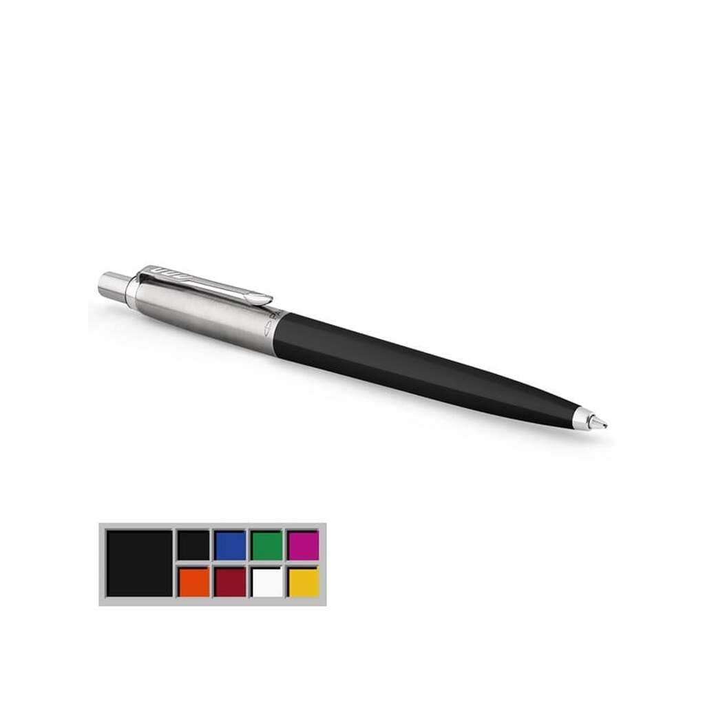 Parker Jotter Originals-kuglepen, klassisk sort lakering, medium spids, blå blæk, boblepakke