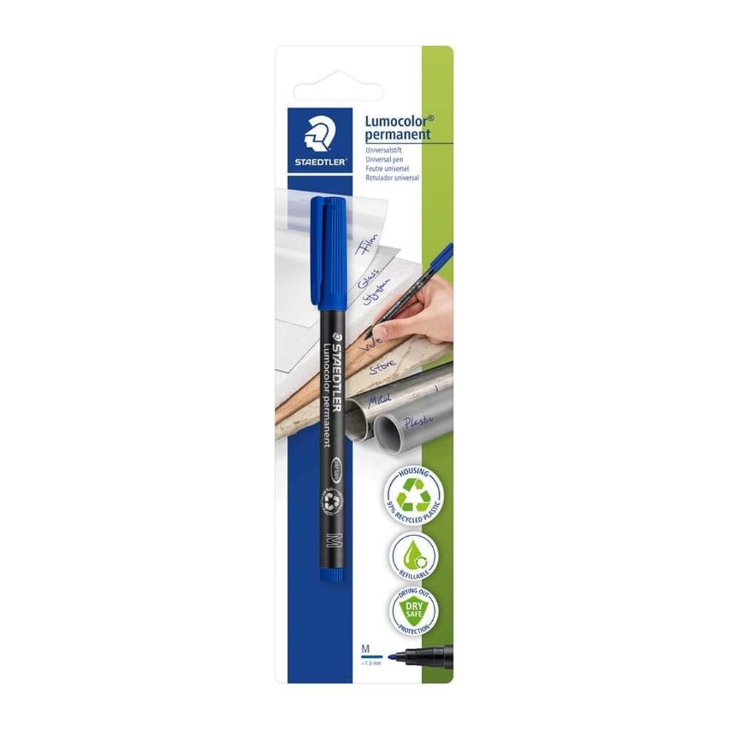Staedtler LUMOCOLOR PERM M 1,0MM BLÅ 1/BK