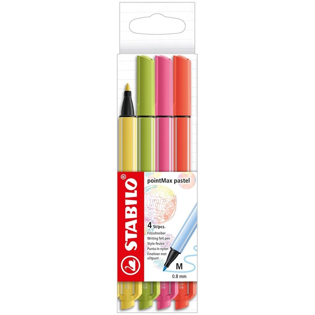 STABILO pointMax Pastel - Hardtip Fineliner - Set of 4