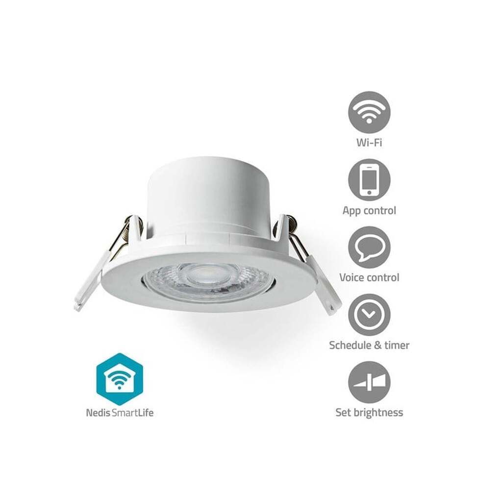 Nedis SmartLife Lofts lys Wi-Fi Varm til kølig hvid Runde Diameter: 52 mm 68 - 74 mm 360 lm 2700 - 6500 K IP20 Energiklasse: F Android&#8482; / IOS