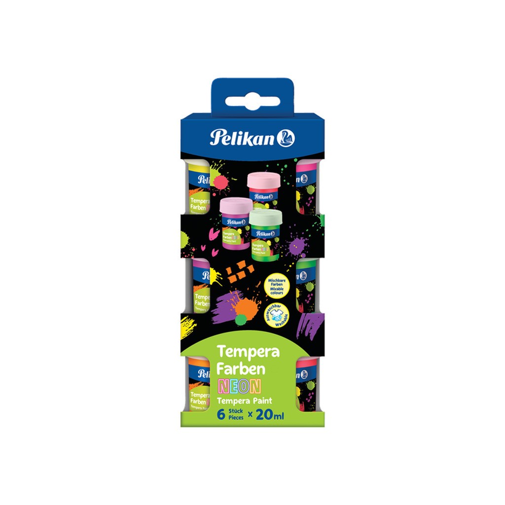 Pelikan Tempera Maling 20ml, 6 neon farver