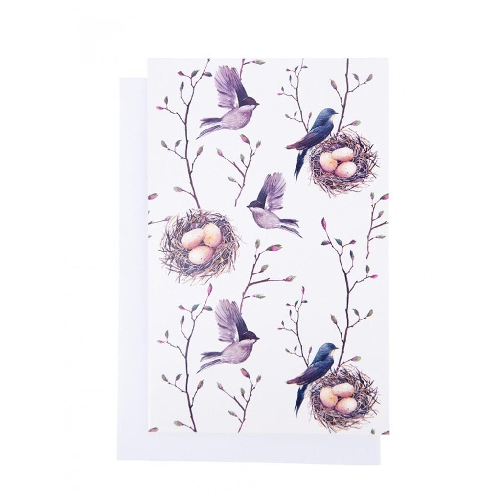 SCANSEASON KORT M/ KUVERT, 11X17CM, FUGLE PÅ GRENE