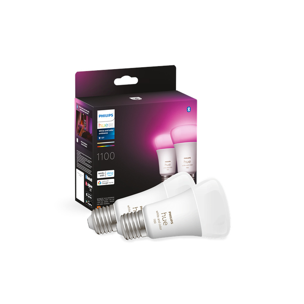 Philips Hue White and color ambiance A60 E27 intelligent pære (2-pakke)