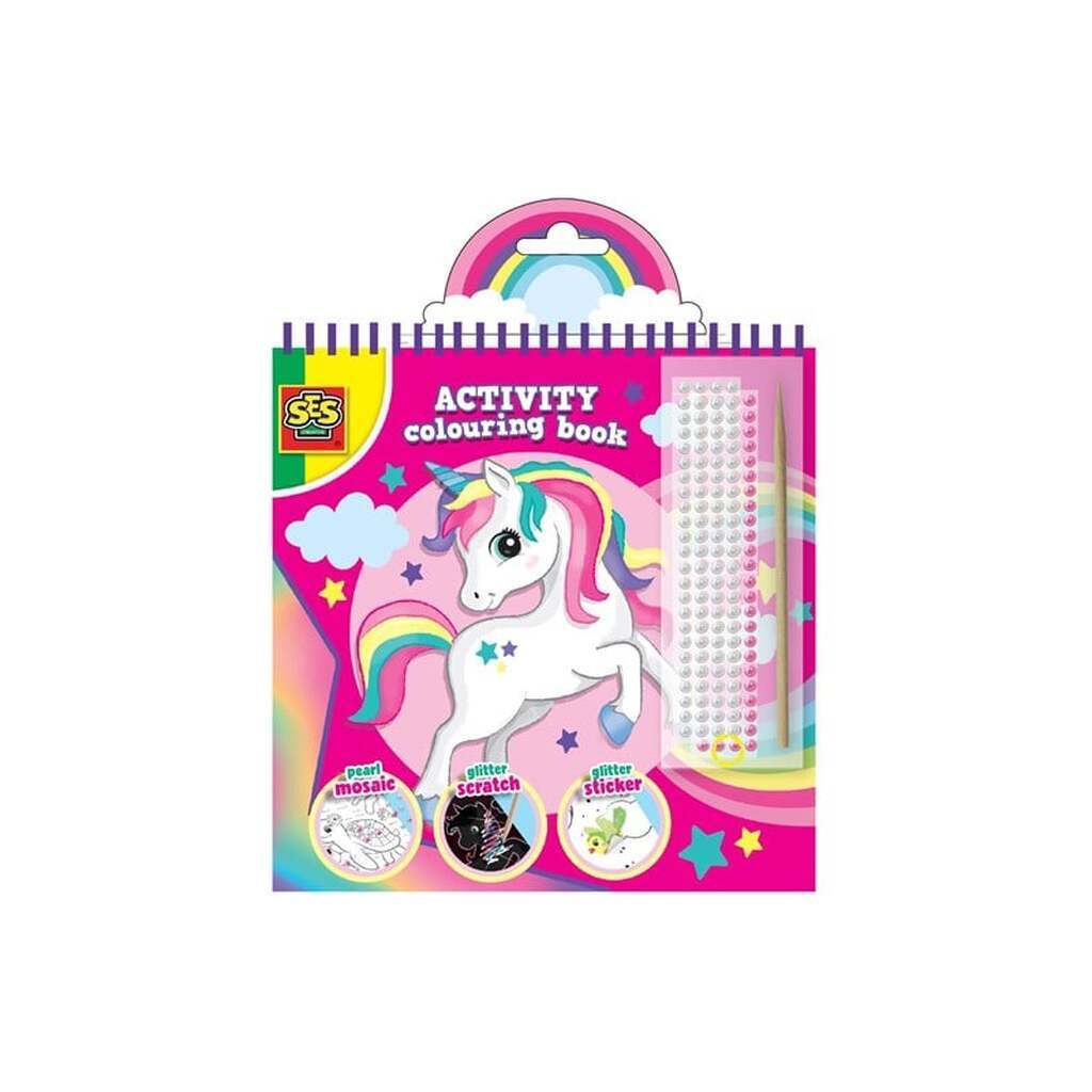 SES Creative Activity Colouring book glitter 3 in 1 - 3 activities in 1 colouring book