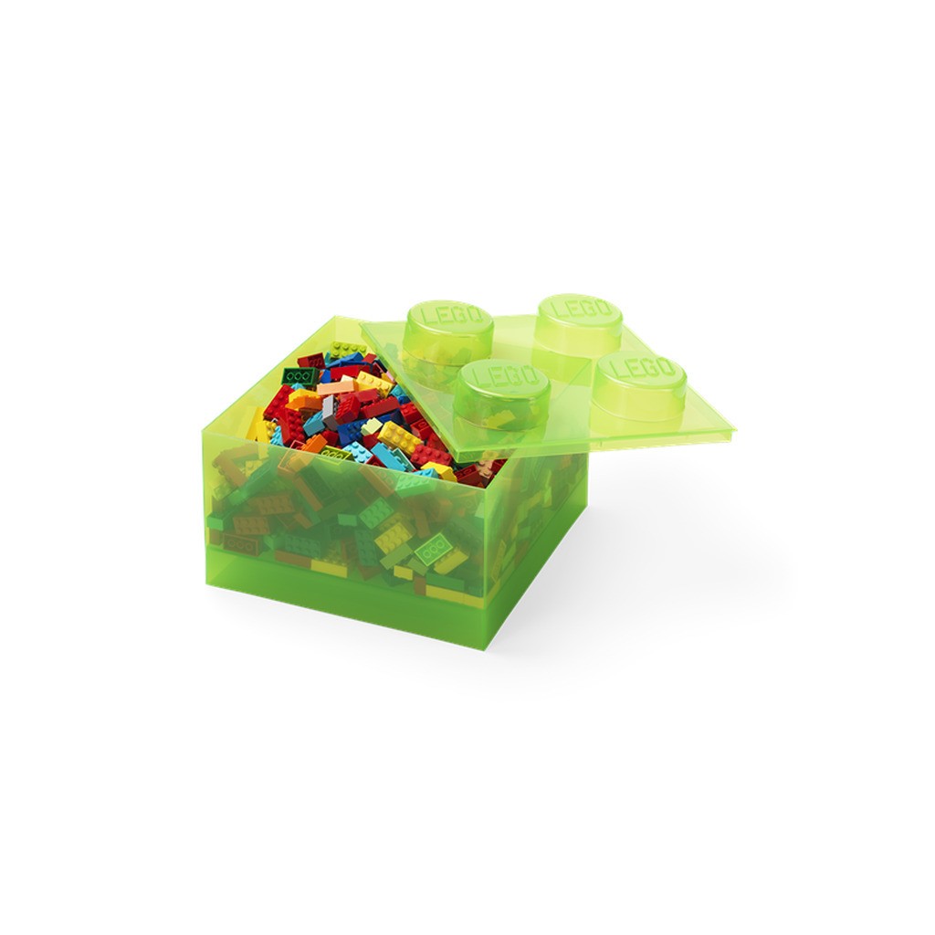 LEGO Storage Brick 4 Top Lid Translucent Light Green
